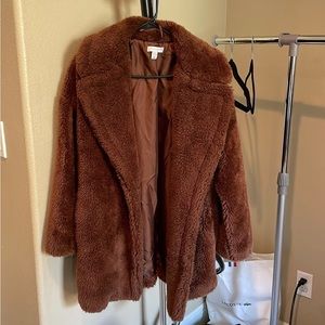 Topshop teddy coat faux fur size S